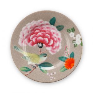 Blushing Birds Petit Four Tabağı Haki Renk 12 cm
