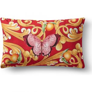 Capri Kelebek Desenli Yastık Kırmızı Renk 35x50 cm