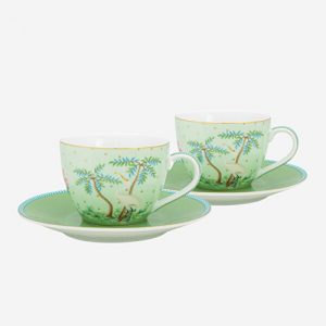 Jolie İkili Kahve Fincanı Seti Yeşil Renk 120 ml