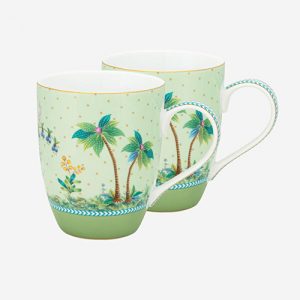 Jolie İkili Küçük Mug Seti Yeşil Renk 350 ml