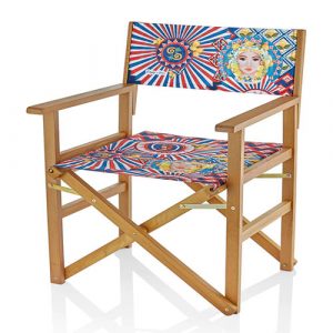 Positano Yüz Desenli Ahşap Rejisör Sandalyesi
