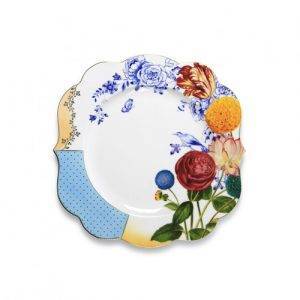 Royal Çiçek Desenli Yemek Tabağı Beyaz-Mavi Renk 28 cm