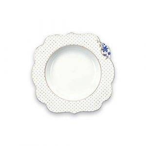 Royal White Çukur Çorba Tabağı Altın Puantiyeli 23.5 cm