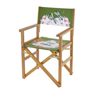 Allure-Yeşil-Yusufçuk-Desenli-Ahşap-Rejisör-Sandalyesi