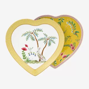 Pip Studio La Majorelle İkili Kalpli Sarı Porselen Servis Tabağı 21,5 cm