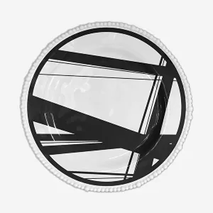 Siyah Beyaz Melamin Yemek Tabağı 28 cm