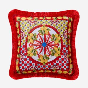 PORTOFINO LİMONLU SARI KIRMIZI YASTIK 45*45