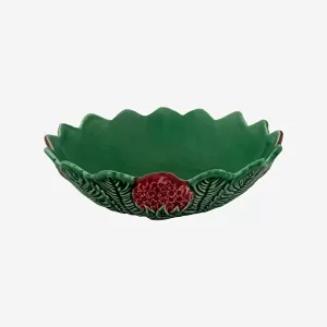 Yeşil Seramik Servis Kasesi 23,5 Cm Strawberries Collection by Bordallo Pinheiro